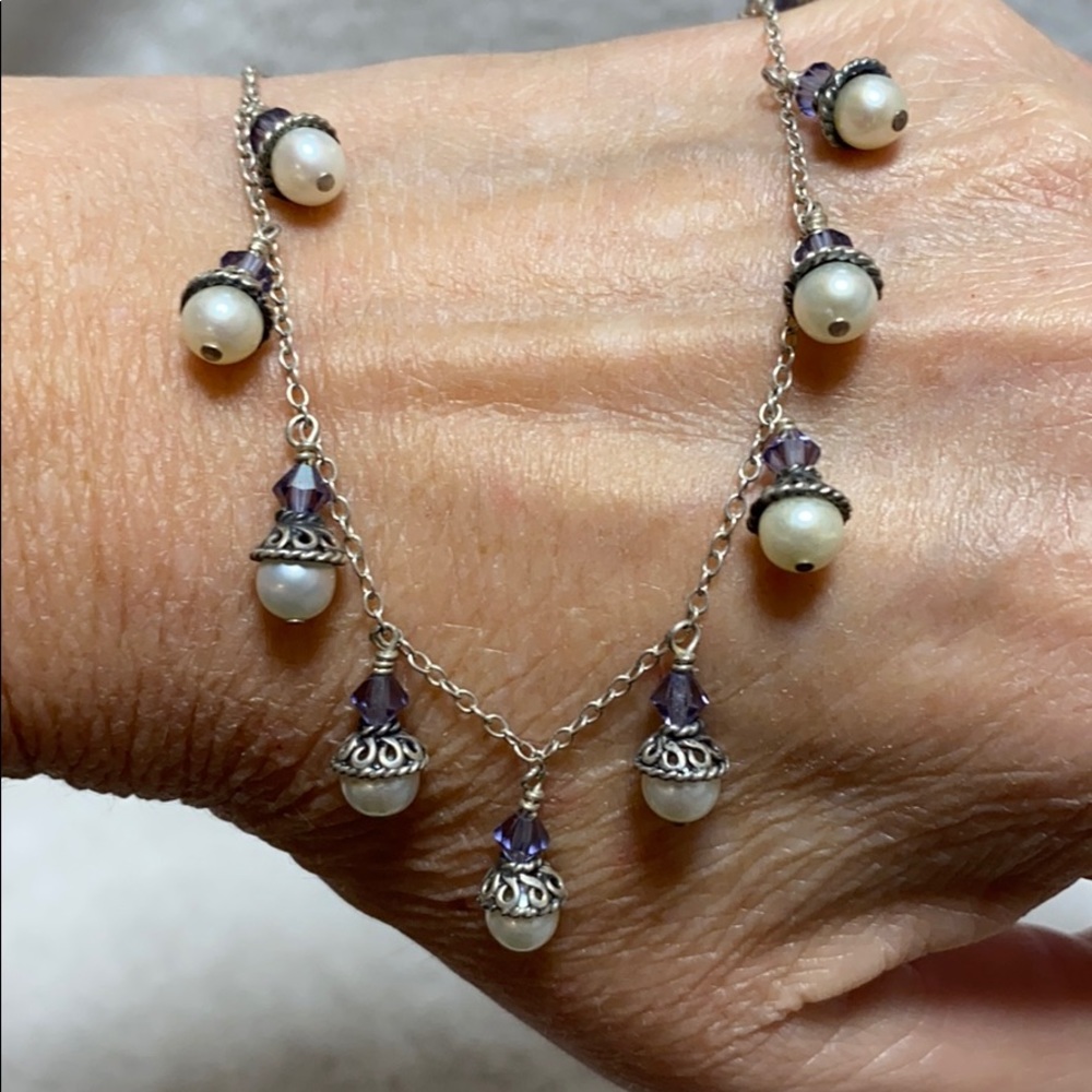 Handcrafted sterling silver & pearl necklace